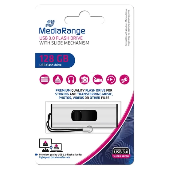 MediaRange Pendrive MR918 128 GB USB 3.0 srebrno-czarny