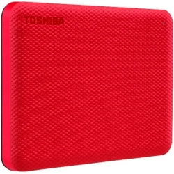 Zewnętrzny dysk HDD Toshiba Canvio Advance 2 TB w kolorze czerwony, model HDTCA20ER3AA.