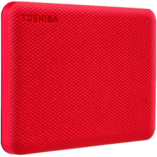 Zewnętrzny dysk HDD Toshiba Canvio Advance 2 TB w kolorze czerwony, model HDTCA20ER3AA.
