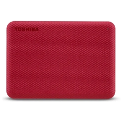 Czerwony zewnętrzny dysk Toshiba Canvio Advance 4 TB, model HDTCA40ER3CA.