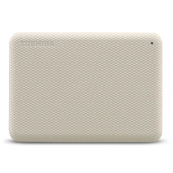 Biały zewnętrzny dysk Toshiba Canvio Advance 1 TB, model HDTCA10EW3AA.