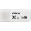 Pendrive KIOXIA TransMemory U301 32 GB, model LU301W032GG4, biała obudowa ze złączem USB-A i nasadką.