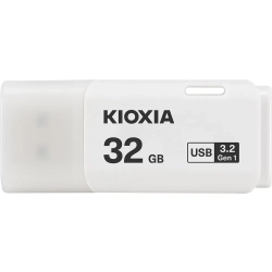 Pendrive KIOXIA TransMemory U301 32 GB, model LU301W032GG4, biała obudowa ze złączem USB-A i nasadką.