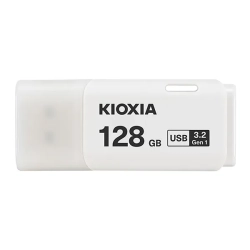 Pendrive KIOXIA TransMemory U301 128 GB (LU301W128GG4), wariant biały, zdejmowana zaślepka.