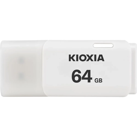 Pendrive KIOXIA TransMemory U202 64 GB (LU202W064GG4), wariant biały, zdejmowana zaślepka.