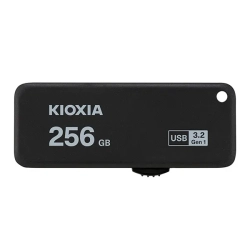 Czarny pendrive KIOXIA TransMemory U365 256 GB LU365K256GG4 z wysuwaną konstrukcją i złączem USB-A.