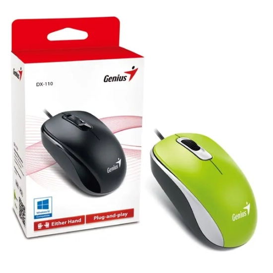 Mysz komputerowa Genius DX-110 przewodowa, zielona, 1000 DPI 31010116112