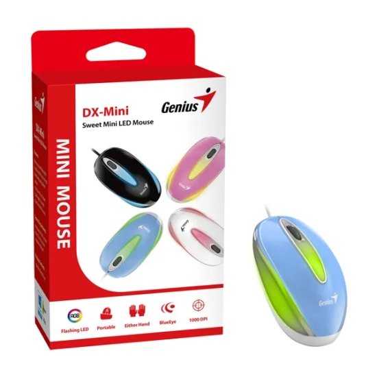 Mysz komputerowa Genius DX-Mini przewodowa, niebieska, 1000 DPI 31010025406