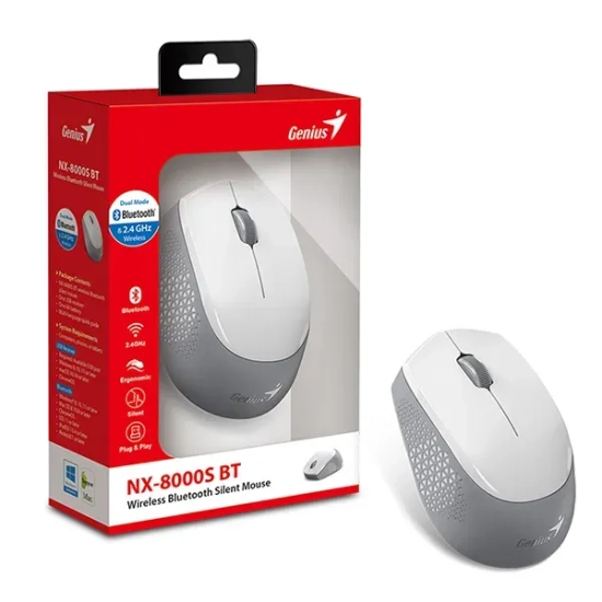 Mysz bezprzewodowa Genius NX-8000S BT biało-szara 1200 DPI