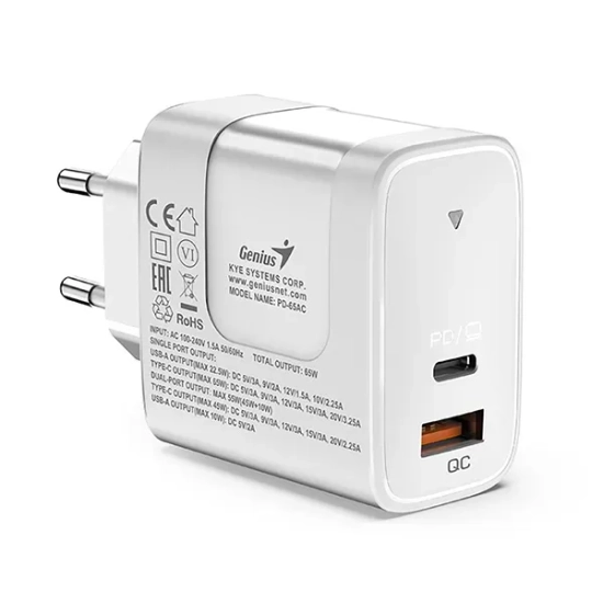 Ładowarka GaN Genius PD-65AC 65 W USB-C USB-A