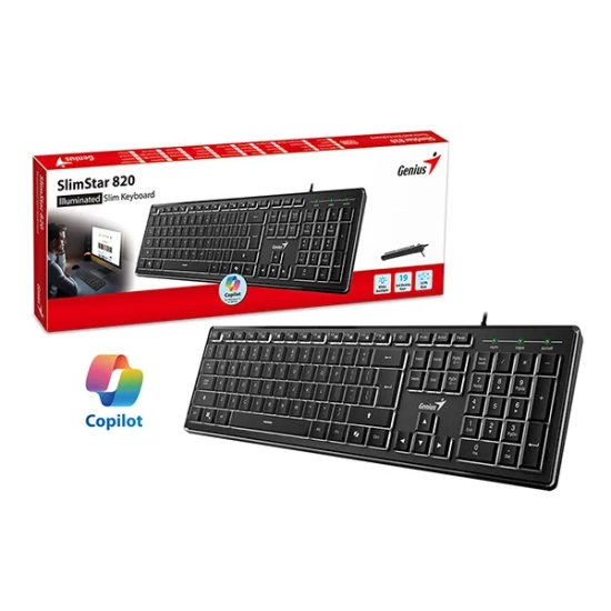 Klawiatura Genius SlimStar 820 przewodowa (USB) CZ/SK, czarna 31310055403
