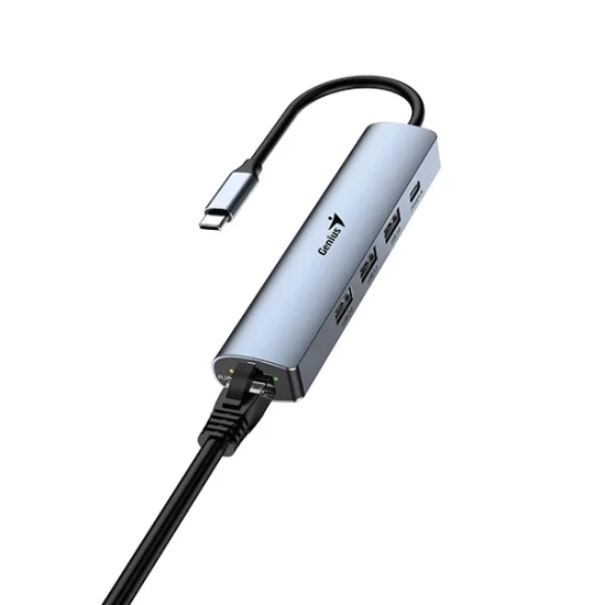Hub USB Genius z 4 portami, UH-545, szary, 3x USB 3.0, 1x RJ45 31240004400