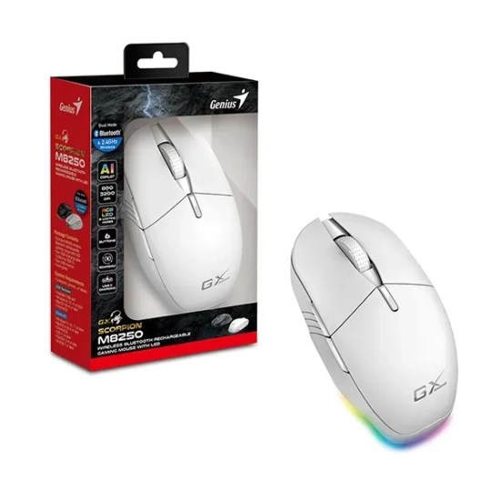 Mysz bezprzewodowa Genius Scorpion M8250 AI biała 3200 DPI