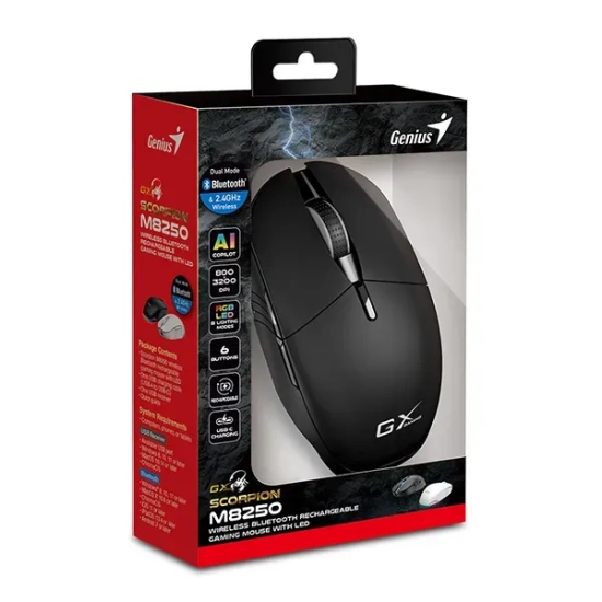 Mysz bezprzewodowa Genius Scorpion M8250 AI czarna 3200 DPI