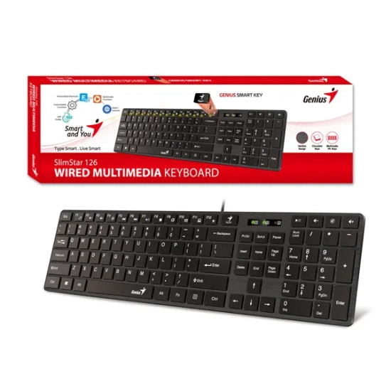 Klawiatura Genius SlimStar 126 COPILOT przewodowa (USB) CZ/SK, czarna