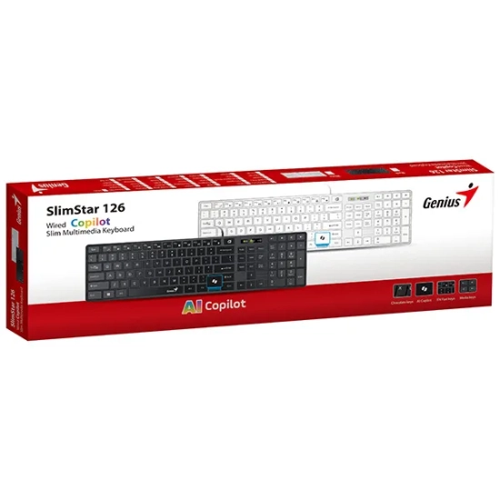 Klawiatura Genius SlimStar 126 COPILOT przewodowa (USB) CZ/SK, biała