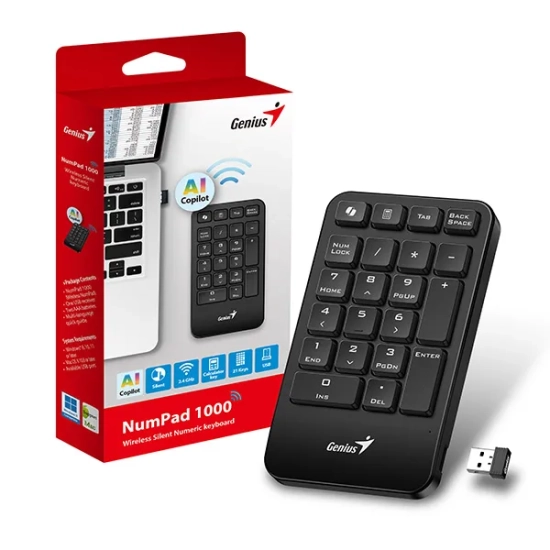 Klawiatura Genius NumPad 1000 COPILOT numeryczna bezprzewodowa czarna
