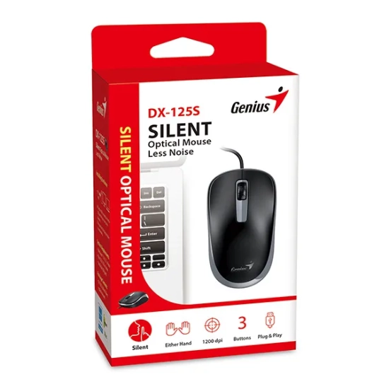 Mysz komputerowa Genius DX-125S przewodowa, czarno-szara, 1200 DPI