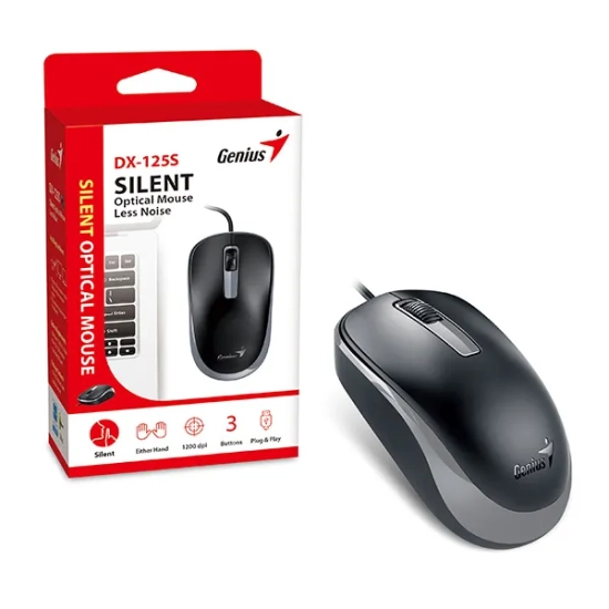 Mysz komputerowa Genius DX-125S przewodowa, czarno-szara, 1200 DPI