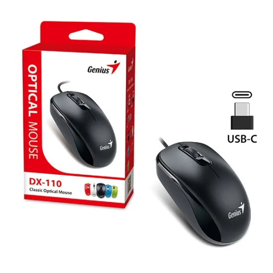 Mysz komputerowa Genius DX-110 przewodowa, czarna, 1200 DPI, USB-C