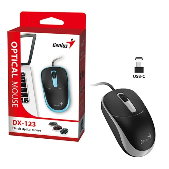 Mysz komputerowa Genius DX-123 przewodowa, czarno-szara, 1200 DPI, USB-C