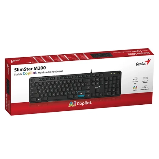 Klawiatura Genius Slimstar M200 Copilot przewodowa (USB) CZ/SK, czarna