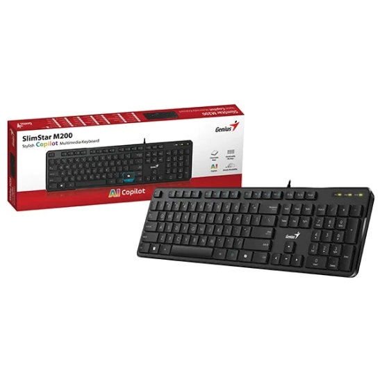 Klawiatura Genius Slimstar M200 Copilot przewodowa (USB) CZ/SK, czarna