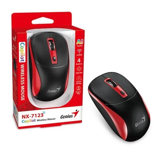 Mysz bezprzewodowa Genius NX-7123 czarno-czerwona 1200 DPI