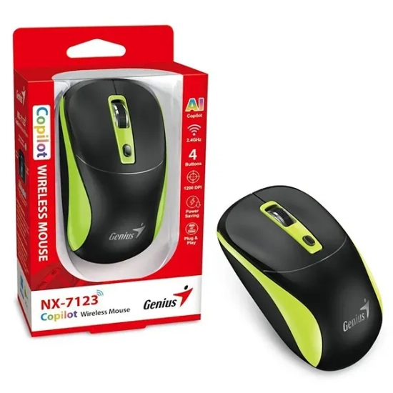 Mysz bezprzewodowa Genius NX-7123 czarno-zielona 1200 DPI