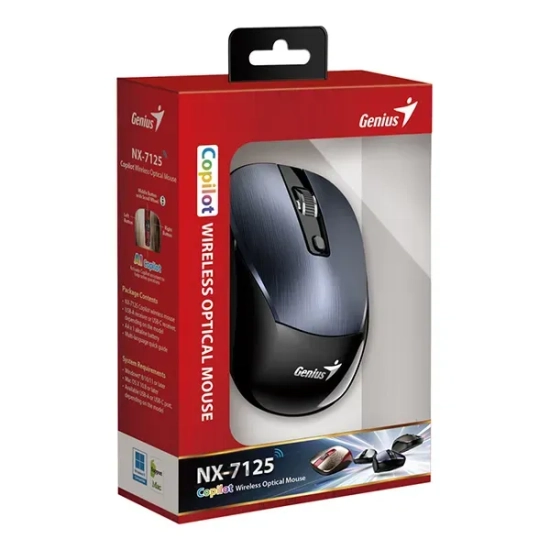 Mysz bezprzewodowa Genius NX-7125 metaliczna szara 1200 DPI