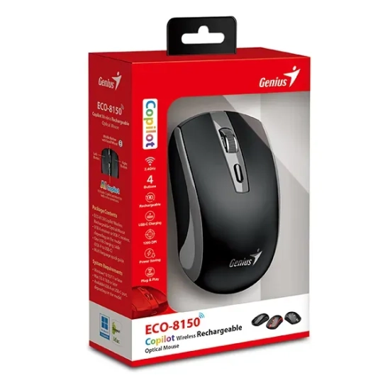 Mysz bezprzewodowa Genius ECO-8150 czarno-szara 1200 DPI