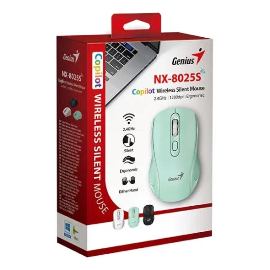 Mysz bezprzewodowa Genius NX-8025S zielona 1200 DPI