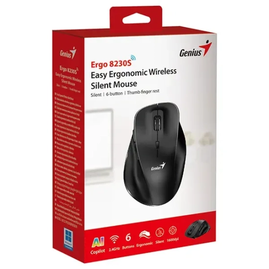 Mysz bezprzewodowa Genius Ergo 8230S czarna 1600 DPI
