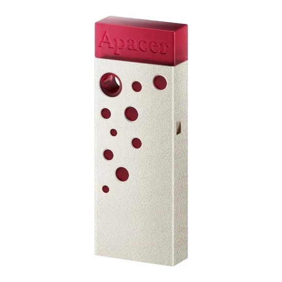 Pendrive Apacer AH15J 128 GB, model AP128GAH15JR-1, magentowo-czerwona kompaktowa obudowa ze złączem USB-A.