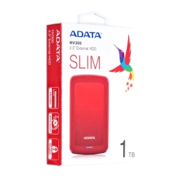 Czerwony zewnętrzny dysk ADATA HV300 1 TB, model AHV300-1TU31-CRD.