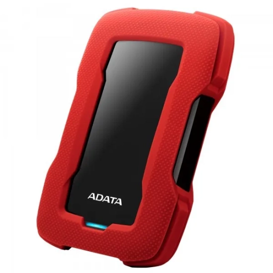 Czerwony zewnętrzny dysk ADATA HD330 2 TB, model AHD330-2TU31-CRD.