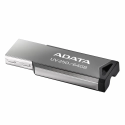 Pendrive ADATA UV250 64 GB (AUV250-64G-RBK) w wariancie srebrny, z konstrukcją złącza: stałe złącze.