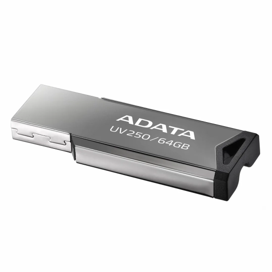 Pendrive ADATA UV250 64 GB (AUV250-64G-RBK) w wariancie srebrny, z konstrukcją złącza: stałe złącze.