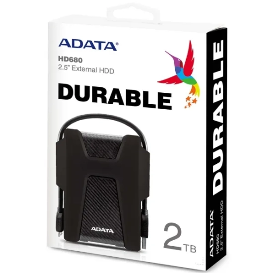 Zewnętrzny dysk HDD ADATA HD680 2 TB w kolorze czarny, wariant AHD680-2TU31-CBK.