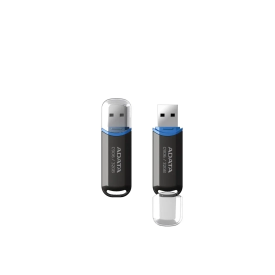 Pendrive ADATA C906 32 GB (AC906-32G-RBK) w wariancie czarny, z konstrukcją złącza: zdejmowana zaślepka.
