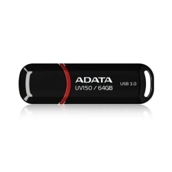 Pendrive ADATA UV150 64 GB (AUV150-64G-RBK) w wariancie czarny, z konstrukcją złącza: zdejmowana zaślepka.