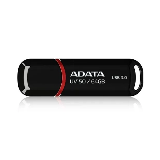 Pendrive ADATA UV150 64 GB (AUV150-64G-RBK) w wariancie czarny, z konstrukcją złącza: zdejmowana zaślepka.