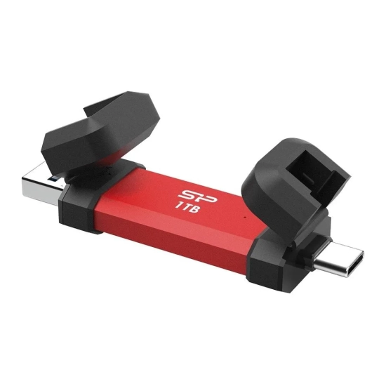 Silicon Power Dysk SSD DS72 1 TB USB-C USB-A czerwony