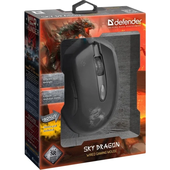 Mysz przewodowa Defender Sky Dragon GM-090L 3200 DPI czarna