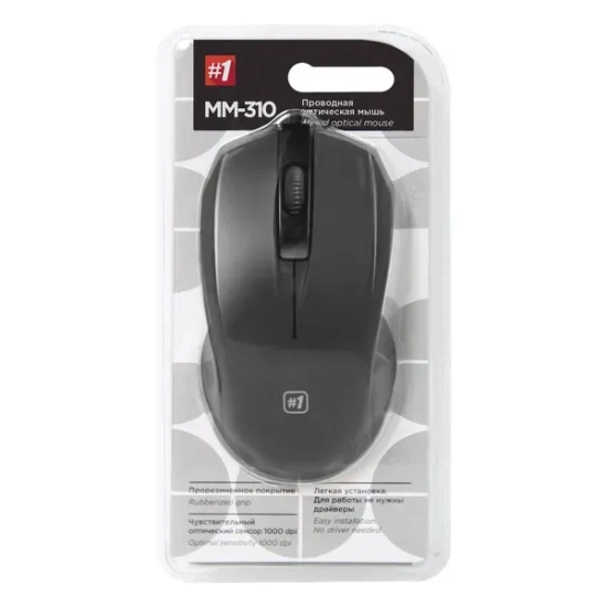 Mysz przewodowa Defender MM-310 1000 DPI czarna