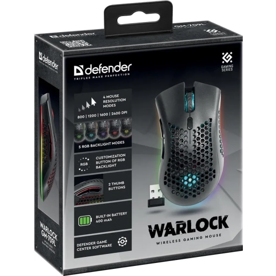 Mysz bezprzewodowa gamingowa Defender Warlock GM-709L