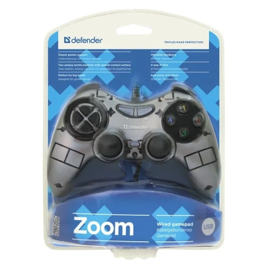 Gamepad DEFENDER Zoom, 10 przycisków, USB, szary, z wibracjami 64244