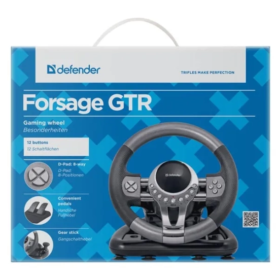 Kierownica do gier DEFENDER FORSAGE GTR, 12, USB, czarno-szara 64367