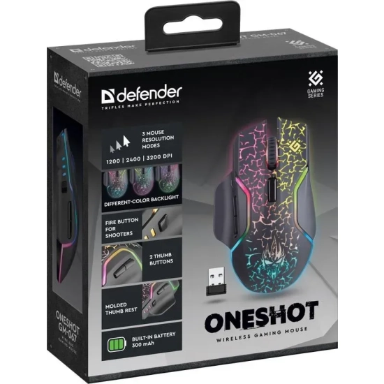 Mysz bezprzewodowa Defender Oneshot GM-067 3200 DPI czarna