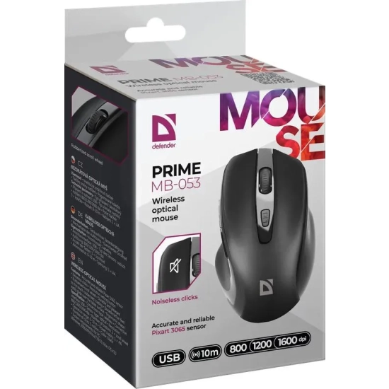 Mysz bezprzewodowa Defender PRIME MB-053 1600 DPI czarna